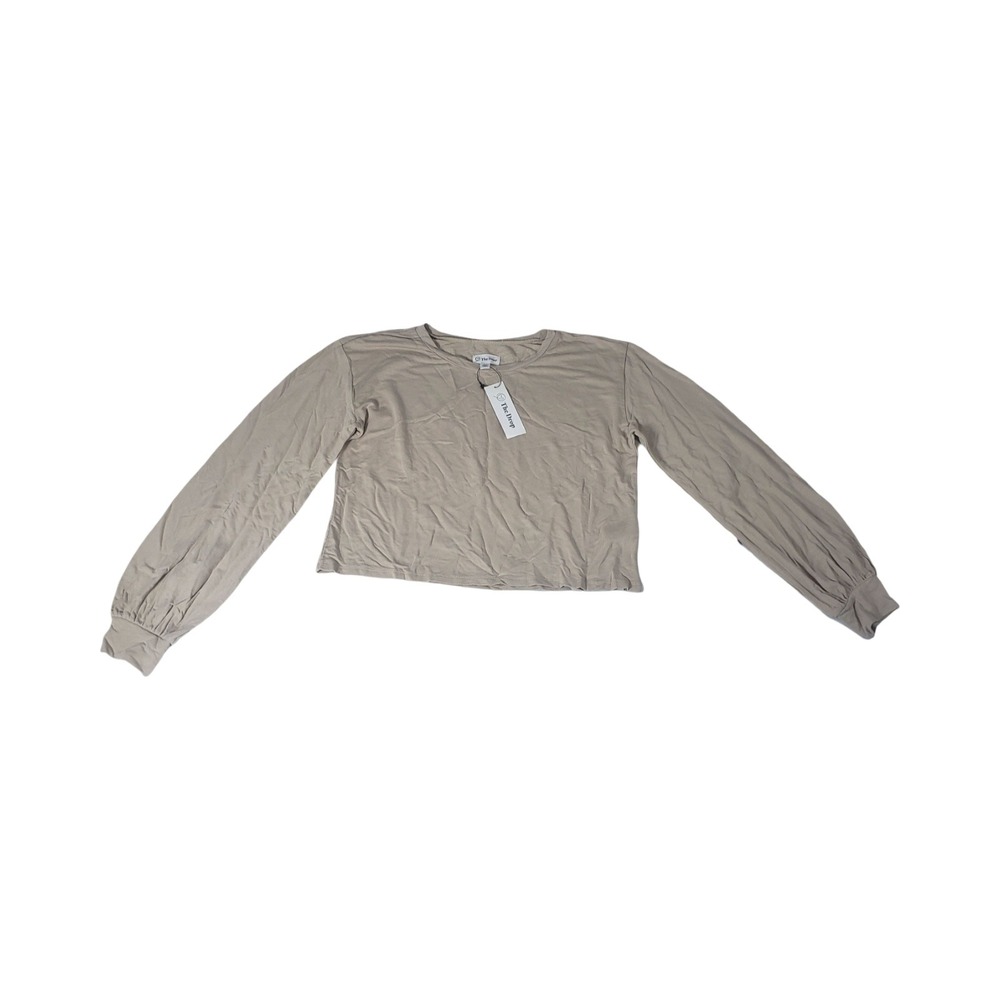 The Drop Araya Bell Cropped Top Hummus Beige Balloon Sleeve XXS NEW